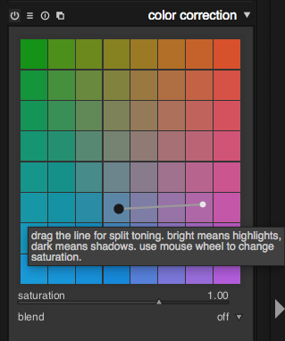A rectangle grid of colors with a draggable thing